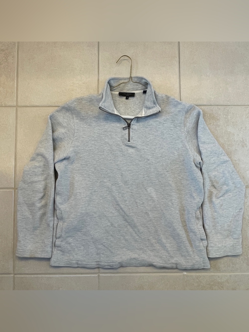 Ted Baker Men's Light Gray Quarter-Zip Sweater